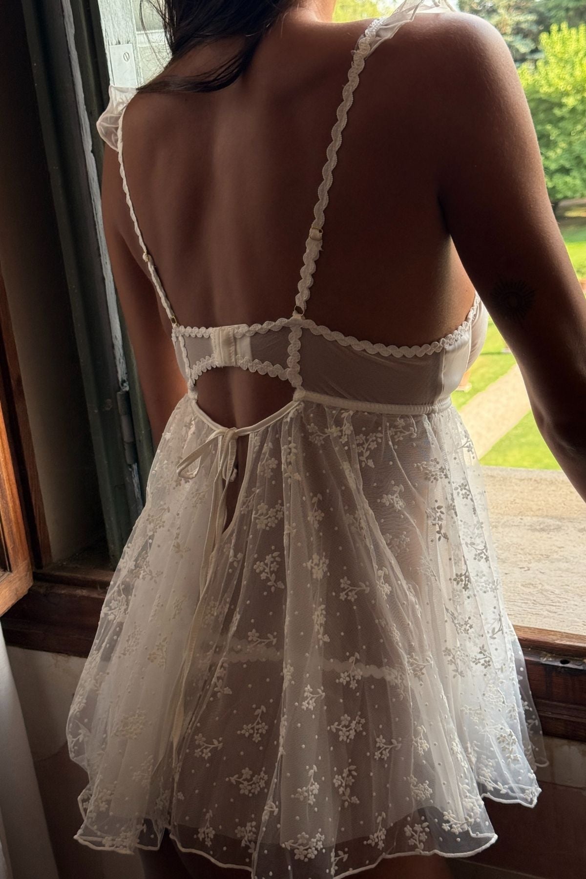 Eisha White Embroidered Babydoll