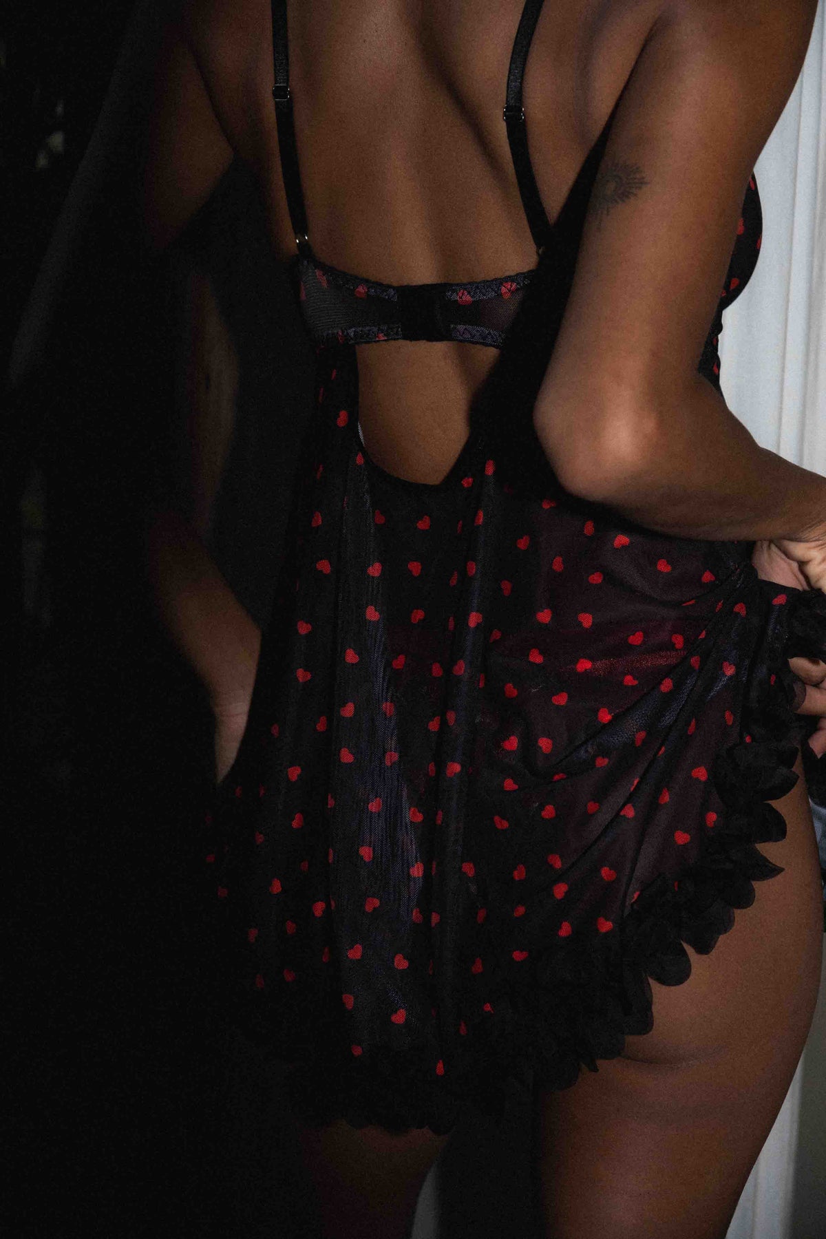 Esmeralda Black &amp; Red Heart Babydoll