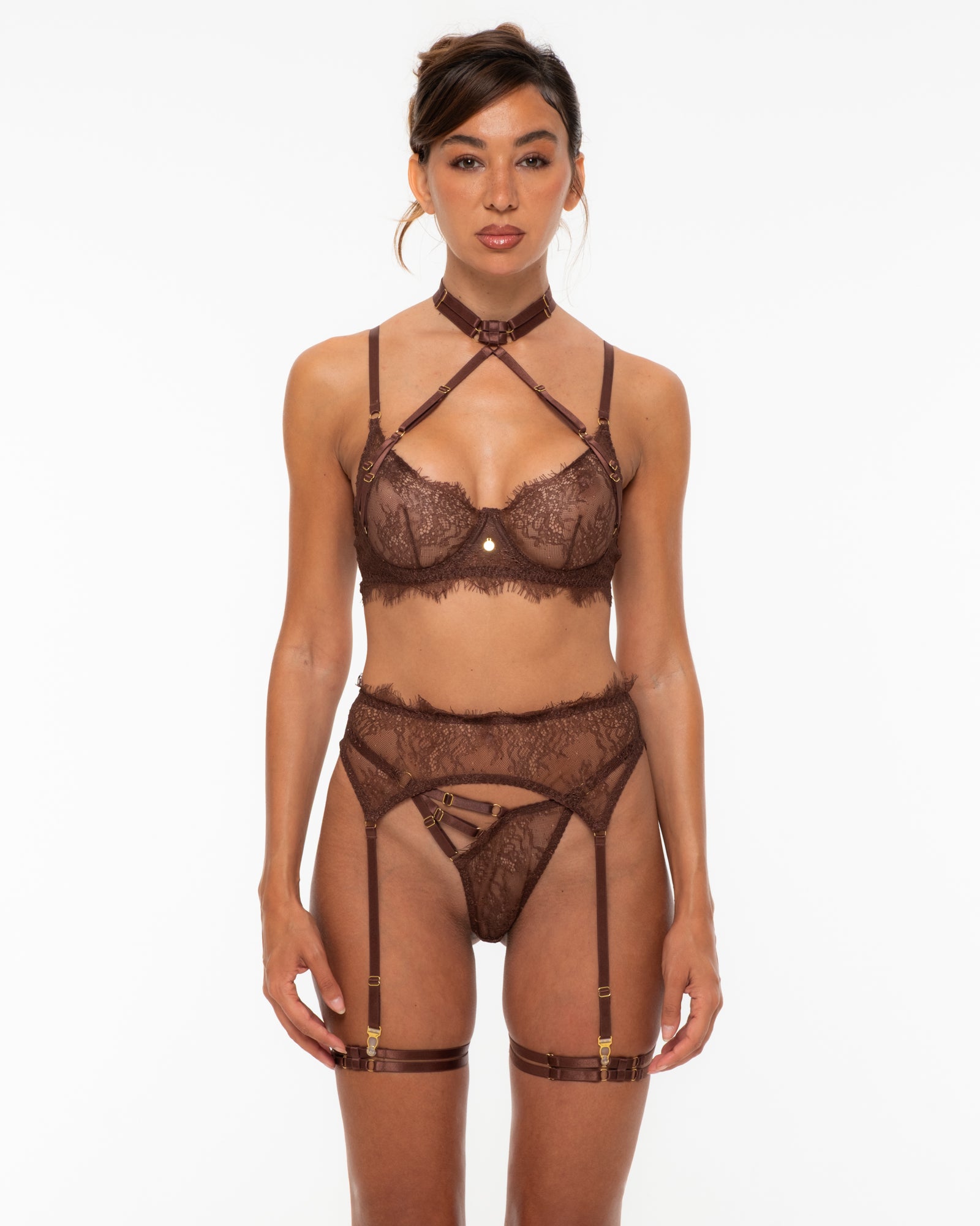 Cielia Brown Lingerie Set