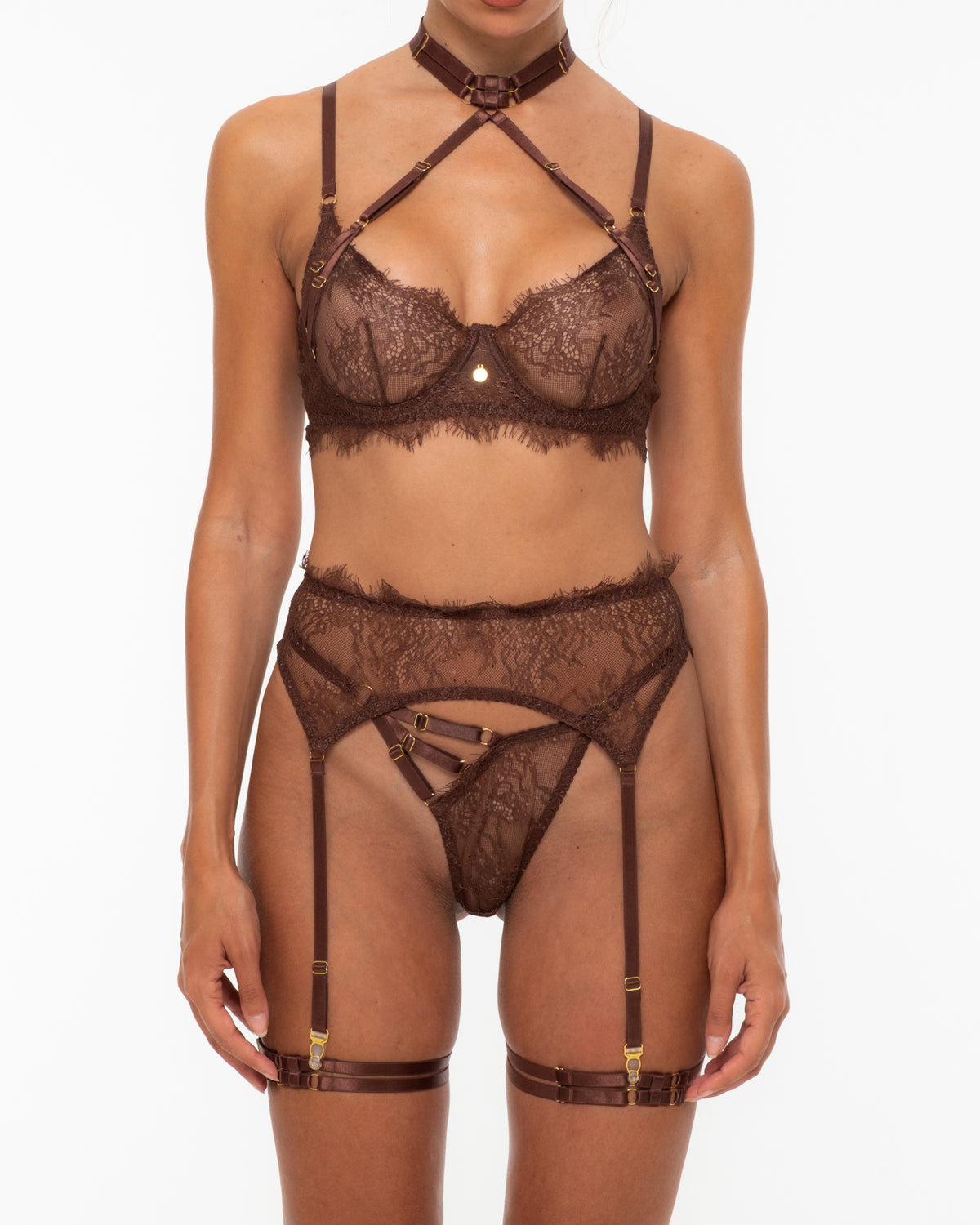 Cielia Brown Lingerie Set