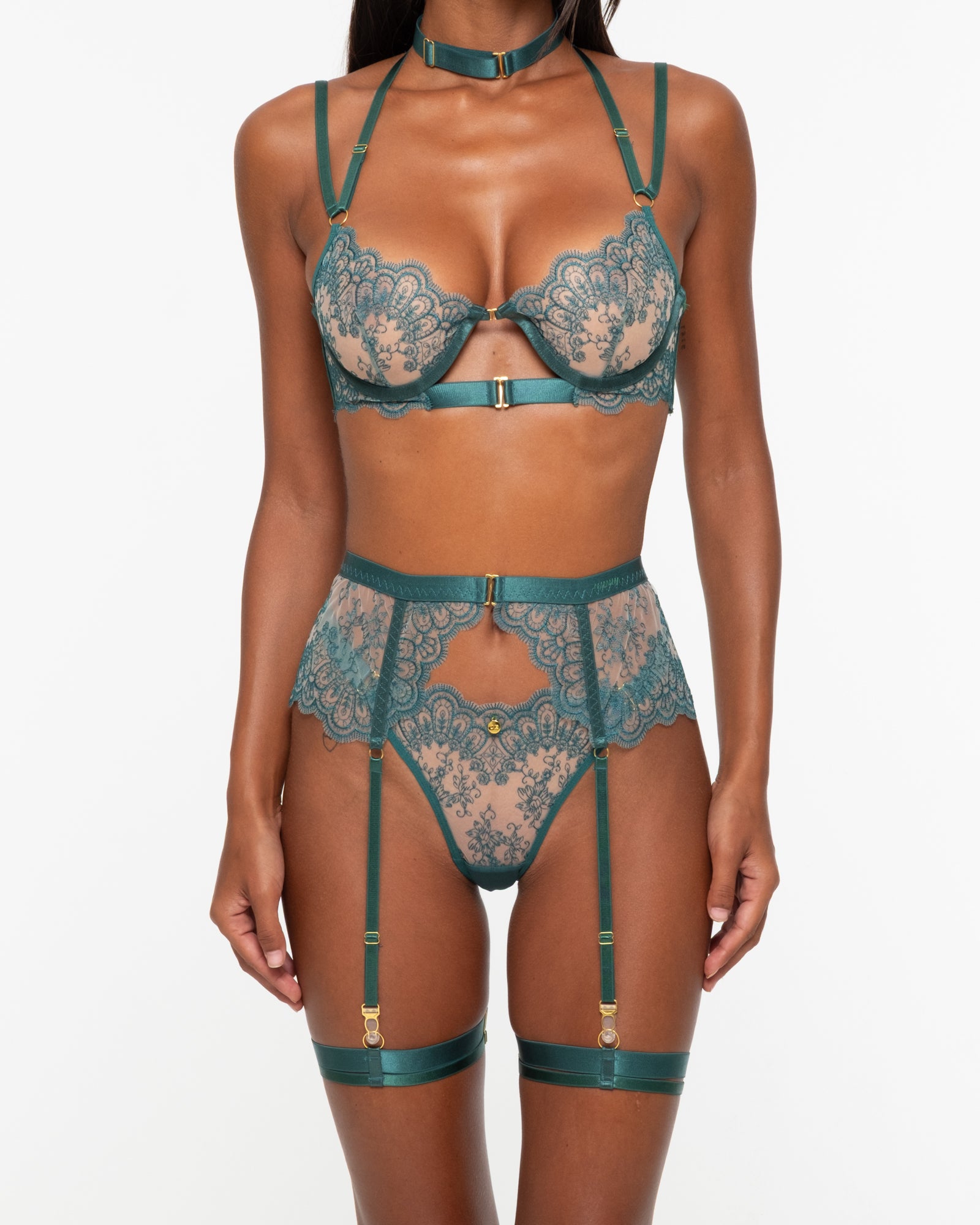 Nocturna Green Lingerie Set