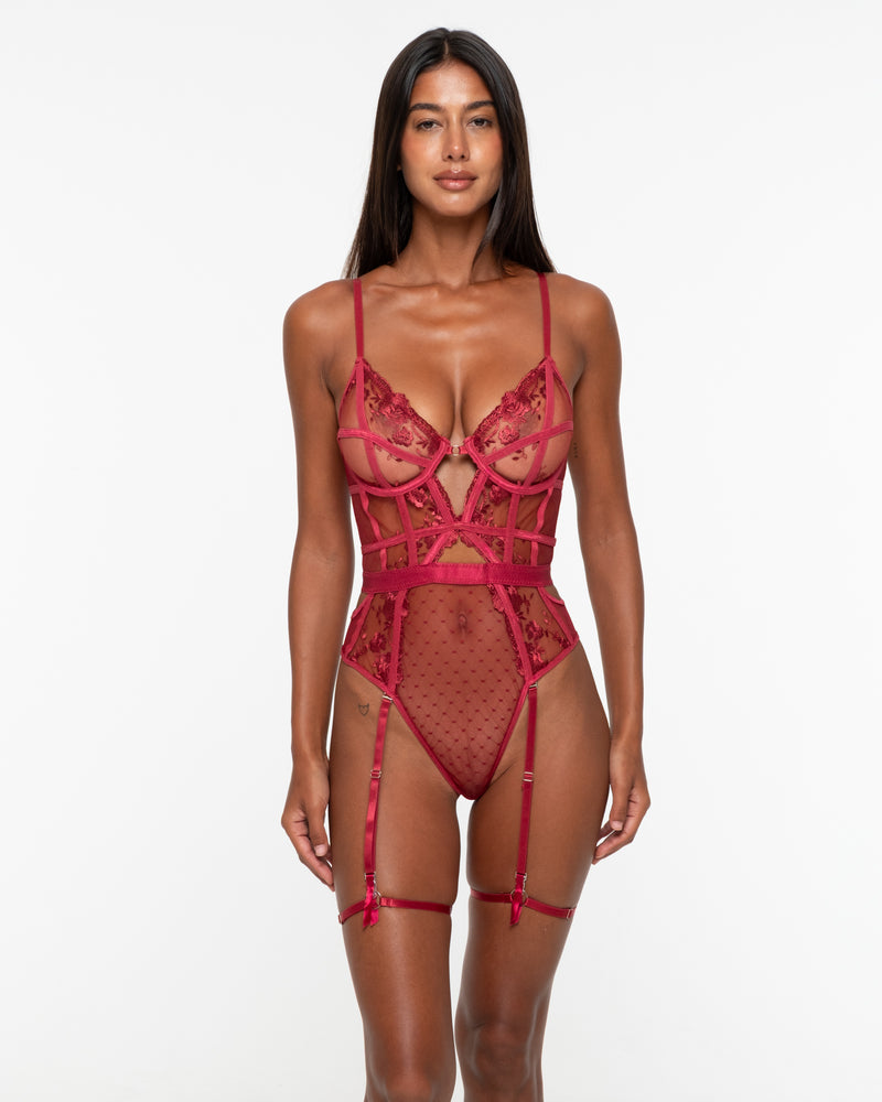 Béatrice Burgundy Bodysuit