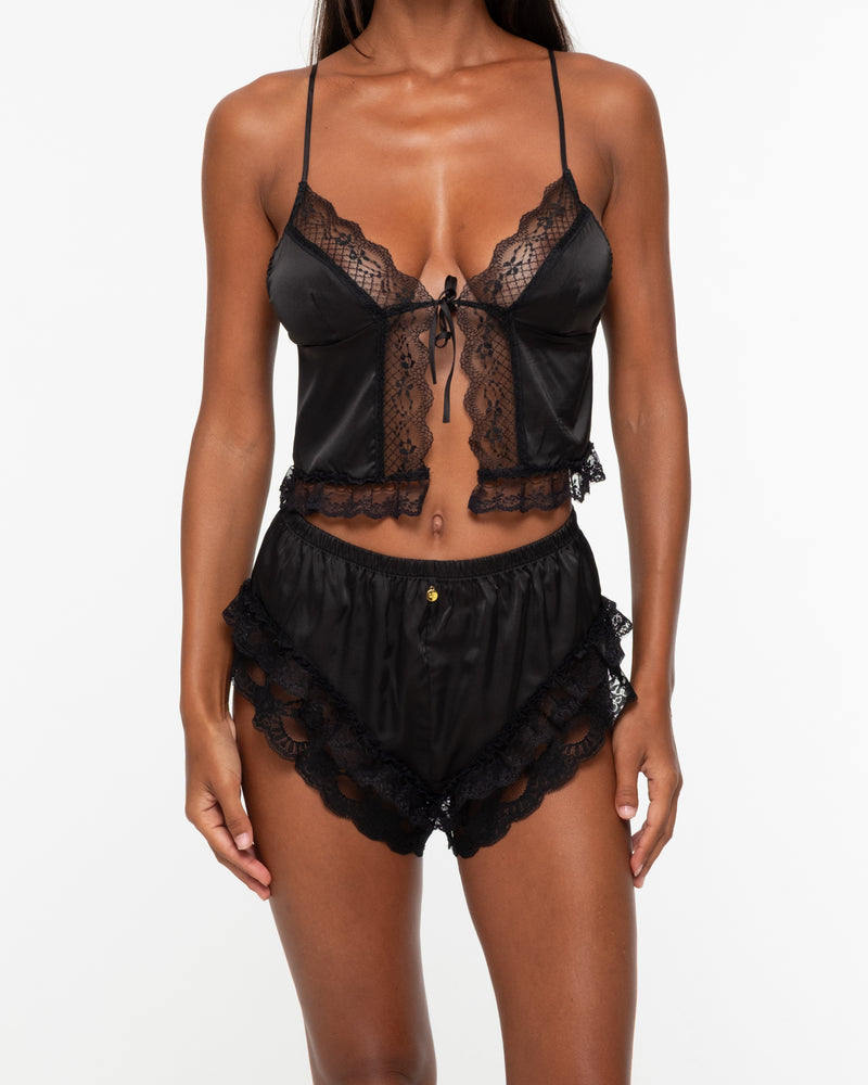 Kaia Black Lace Camisole Short Set