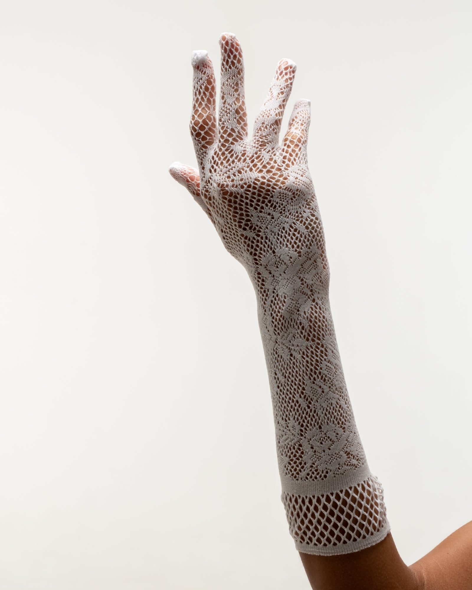 Long Lace Gloves - White